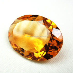 พลอยซิทรีน12X17mm พลอยสังเคราะห์ทรงรีเจียระไนแบบเหลี่ยมเพชรพลอยทรงรีสไตล์บราซิล - Product Image 2