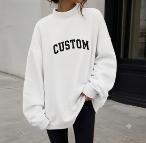 เสื้อสเวตเตอร์คอเต่าทรงหลวมสำหรับผู้หญิง ขายส่ง OEM ผ้าหนา ใส่สบาย สไตล์ลำลอง สำหรับฤดูใบไม้ร่วงและฤดูหนาว เสื้อผ้าสตรีทแวร์ - Product Image 1