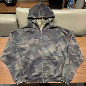 Sweat à capuche camouflage 360 g/m² ample avec double fermeture éclair, coupe oversize et broderie 3D personnalisée, 100 % coton, Birlag Sports - Product Image 2