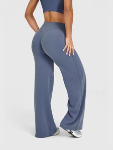 Pantalons de yoga évasés pour femmes grandes tailles, taille haute, coupe bootcut, extensibles, doux, leggings de fitness, OEM ODM, vente en gros, logo personnalisé - Product Image 2