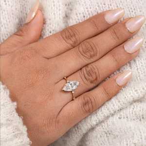 Sparkly 2.01 Carat Marquise Cut Diamond Signet Ring 14K Yellow Gold With Lab Grown Engagement Proposal <b>Gift</b> For Bridle - Product Image 5
