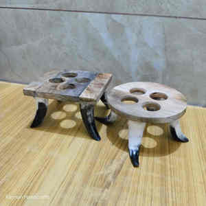Juego de Bandeja para Cócteles con Cuernos Vintage, Base de Madera y Cuatro Cuernos para Beber, Accesorio de Bar Reutilizable para Servir Bebidas - Product Image 6