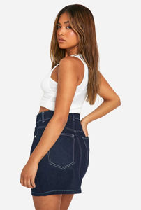 กระโปรงยีนส์ยืดทรงเรโทรแฟชั่นใหม่ ผ้าฝ้ายสีน้ำเงินเอวสูงทรงมินิ กระโปรงยีนส์สั้นแบรนด์แฟชั่นสำหรับผู้หญิง - Product Image 6