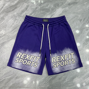 กางเกงกีฬาขาสั้นสีเหลืองสำหรับผู้ชายแบบกำหนดเอง REXFIT SPORTS กางเกงกีฬาพิมพ์ลาย กางเกงออกกำลังกายระบายอากาศได้ดี กางเกงขาสั้นสตรีทแวร์ผ้าฝ้ายผสม - Product Image 5