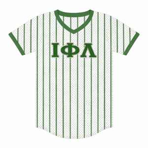 T-shirt de baseball blanc de la sororité Iota Phi Lambda, vêtement à lettres grecques, haut décontracté à manches courtes pour femme - Product Image 5