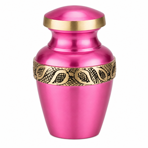 Urna Miniatura Ecológica de Latón Rosa Grabada para Guardar Cenizas Funerarias - Product Image 1