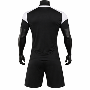 Conjunto de Uniforme de Fútbol Personalizado en Blanco y Negro para Hombre, Camiseta y Pantalones Cortos de Fútbol, Secado Rápido, Transpirable, 100% Poliéster, OEM, ODM - Product Image 2