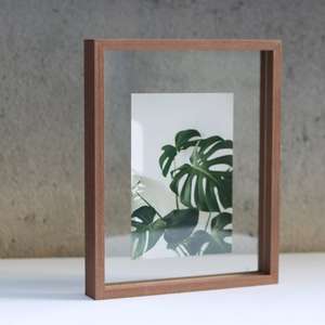 Rosewood Veneer Floating Photo <b>Frame</b>, Double Sided Glass, Pressed Flower Display - Product Image 4