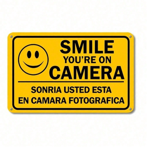 CIFbuy Cartello di Avvertimento Bilingue per Telecamera di Sicurezza Domestica, Segnale in Metallo per Sorveglianza Proprietà e Giardino, Servizio di Ritiro Disponibile - Product Image 1