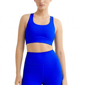 Women's White <b>Racerback</b> Sports <b>Bra</b> Neck Medium Support Yoga Fitness Top Breathable Quick Dry Solid Color - Product Image 6