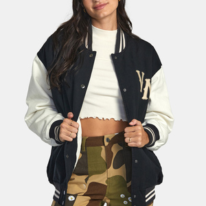 Full Sleeve Women's Varsity <b>Jacket</b> New Style Solid Color Breathable Fabric Ladies Letterman College Style Baseball <b>Jacket</b> - Product Image 1
