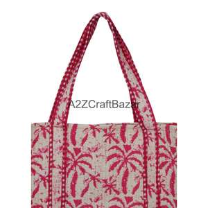 Bolsa de Mano Grande Multicolor con Estampado Floral, 100% Algodón Puro, Acolchada, Ecológica, con Asa Larga para la Playa y Compras - Product Image 2