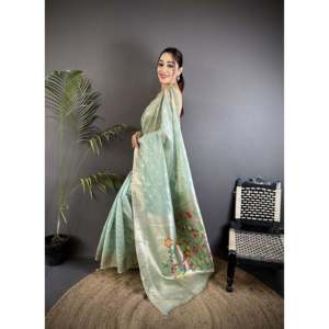 Sari Paithani en tissu épais avec motifs Mina Butti pour mariage - Product Image 3