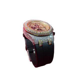 Reloj de Cuarzo de Acero Inoxidable de Lujo de Alta Gama, Estilo Hip Hop, con Correa de Cuero y Moissanita, Cronógrafo para Hombre, Compra al por Mayor - Product Image 1