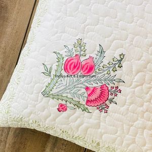 Funda de Cojín Cuadrada Decorativa de Algodón con Estampado a Mano Indio, Acolchada, 40 x 40 cm - Product Image 3