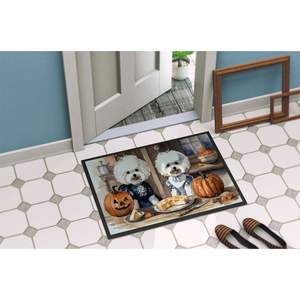 Bichon Frise Automne Cuisine Citrouilles Paillasson Antidérapant 24H X 36W Intérieur Extérieur Tapis D'entrée Lavable Pile Basse Tapis De Porte Avant - Product Image 4