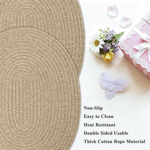 Eco Friendly Oval Woven Placemats Set of 6 Boho Style Dining Table <b>Mats</b> for Home Kitchen Decor Available At Good Price - Product Image 4