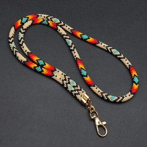 Stylish Handmade Seed Beads Beaded Lanyard 18 Inches for Office Classic Eco-Friendly Customizable with Metal <b>Hook</b> <b>Clip</b> - Product Image 5