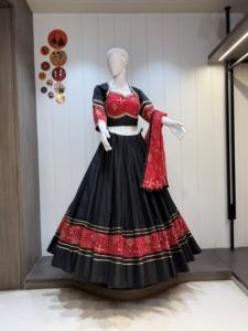 Chaniya Choli de Algodón Romano Premium con Patrón Kali y Dupatta con Estampado Leheriya, para Fiestas, Bodas y Eventos Festivos - Product Image 6