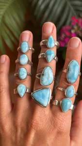 Larimar <b>Silver</b> Ring 925 Sterling <b>Silver</b> Ring <b>Solid</b> 925 Sterling <b>Silver</b> - Product Image 5