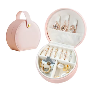 Handle Travel Jewelry <b>Box</b> for Gift Use Leather Made Multi Colors for Earring <b>Ring</b> Necklace Desktop Organizer Bo - Product Image 4