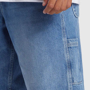 Shorts cargo en jean pour homme, taille mi-haute, fermeture boutonnée, style décontracté, 100 % coton tissé, respirant, couleur unie, coupe Bermuda - Product Image 5