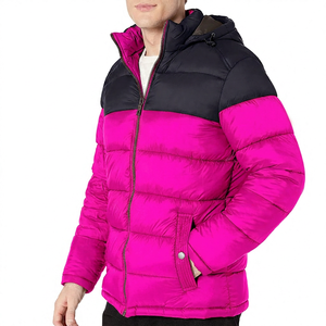 Chaqueta acolchada con capucha para hombre, color rojo marino, a prueba de viento, informal, de invierno, gruesa, con relleno de poliéster y cremallera - Product Image 6