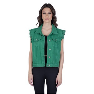 New Arrival 100% Cotton Quilted Knitted Stretchable Breathable Acid Wash Multi Pockets Distressed Sleeves Plain Women's - Product Image 1