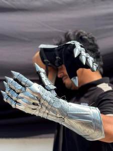 Medieval Knight Gauntlet <b>Silver</b> Plated Stainless Steel Armor <b>Glove</b> Antique Style Cast Metal Craft - Product Image 2