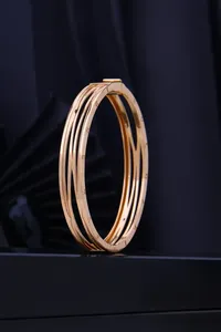Contemporary Gold Plated <b>Bangle</b> <b>Bracelet</b> for Women Interlocked Multi-Layer Fashion Design - Product Image 2
