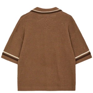 Camisa de punto a rayas para hombre, manga corta, con botones, informal, de verano, tejido de punto, OEM, venta al por mayor, suministro personalizado - Product Image 2