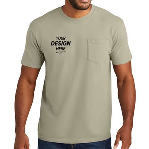 Eco Friendly Custom Men's Soft Organic Cotton Lightweight Breathable Plain Blank Crewneck Front <b>Pocket</b> <b>T</b> <b>Shirt</b> USA - Product Image 5