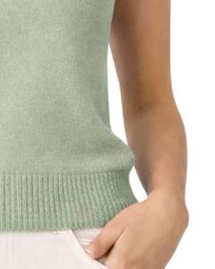 Suéter de Punto sin Mangas para Mujer, Color Verde Claro, Bordado Floral, Cuello Redondo, Suave, Ligero, Informal, Chaleco de Verano, Top Elegante y Moderno - Product Image 4