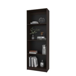 Libreria piatta color noce con 4 ripiani e spazio aperto per riporre oggetti - Product Image 4