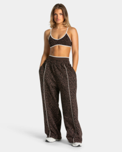 Pantalones Deportivos de Invierno para Mujer, Cintura Media, Holgados, Ecológicos, Transpirables, con Ribete en Contraste, 100% Algodón Felpa, Estampado de Leopardo - Product Image 5