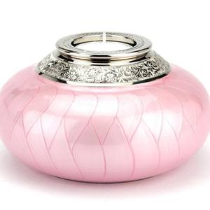 Urnes funéraires en métal blanches avec ailes d'ange argentées gravées, style américain/européen, pour cendres de crémation, pour bougies chauffe-plat rondes. - Product Image 6