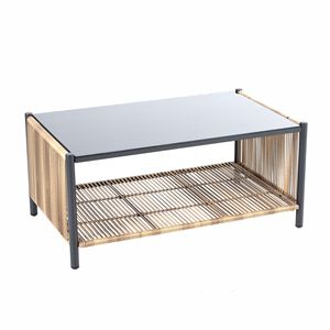 Nuevo Sofá de Jardín de Mimbre Sintético Marrón de 2 Plazas con Cojines Grises y Juego de Mesa - Product Image 2