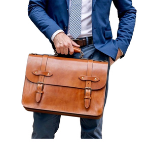 Sac pour ordinateur portable en cuir véritable, sac de travail professionnel avec plusieurs compartiments pour le bureau, les affaires et les voyages - Product Image 6