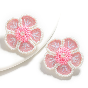 Wholesale Summer Elegant Bohemian Handmade Beaded Women's Pink Rice Beads <b>Sweet</b> <b>Flowers</b> Women's BY MULTI CRAFT - Product Image 5