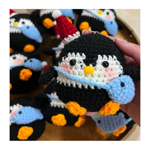 Crochet Animal Plush Keychain Round <b>Cute</b> <b>Bear</b> Shape Woven Handmade Decorative Charm - Product Image 2