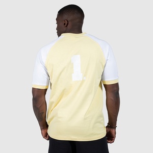 Camiseta de Manga Corta para Hombre, Cuello Redondo, Corte Regular, Color Amarillo y Blanco, Estilo Raglán, Algodón Jersey, Color Sólido, Informal, Superventas - Product Image 2