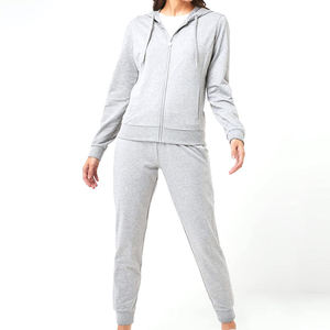 Women Hooded Tracksuit <b>Set</b> Zip Up Jogging Suit Full Length Casual Sportswear Winter Wear - Product Image 1