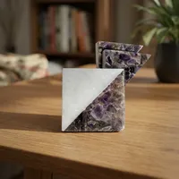 Ensemble de sous-verres carrés en pierre naturelle et en marbre d'améthyste faits à la main, sous-verres décoratifs pour la maison, le bureau, la table