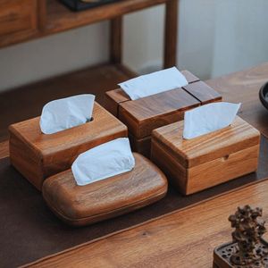 Boîte à mouchoirs en bois avec finition naturelle pour la table des restaurants et des hôtels, lot de deux boîtes à mouchoirs - Product Image 4