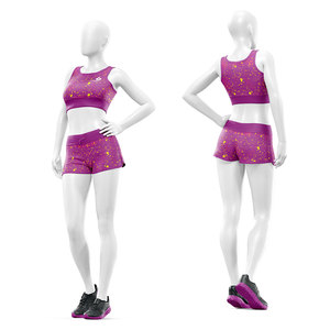 Conjunto Deportivo de Yoga Sublimado de 2 Piezas para Mujer, Personalizado OEM, Bra Deportivo y Pantalones Cortos para Entrenamiento y Ejercicio - Product Image 1