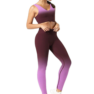 Conjunto de Yoga de 2 Piezas para Mujer, Estilo Racerback, Transpirable, Ecológico, Tela Inteligente de Nailon, Estampado, Cintura Alta, Largo Completo - Product Image 1