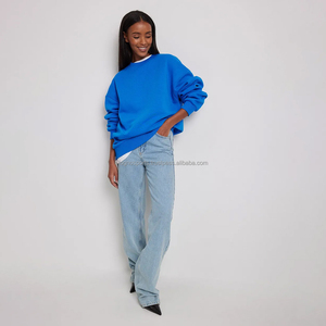 Sudadera Oversize de Felpa para Mujer con Logo Personalizado, Estilo Urbano, 100% Algodón, Hombros Caídos, Holgada y Lisa - Product Image 2