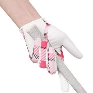 Guantes de Golf de Alta Calidad al por Mayor, Guantes Deportivos de Microfibra con Diseño a Cuadros Rosas, Antideslizantes, para Mano Derecha - Product Image 3