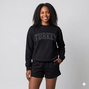 ชุดเซ็ตเสื้อคอเต่าและกางเกงขาสั้นสำหรับผู้หญิง ผ้าฝ้ายขนแกะเนื้อนุ่ม ระบายอากาศได้ดี ใส่สบาย เหมาะสำหรับฤดูหนาว ดีไซน์ทันสมัย ทรงหลวม ใส่สบายๆ  สามารถสั่งตัดได้ - Product Image 1