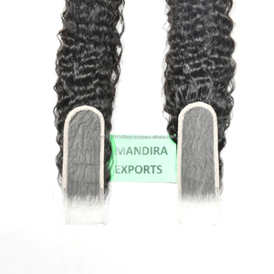 Extensiones de cabello humano procesado químicamente sin encaje tejido rizado cierre 2*6 de templo indio virgen HD de la mejor calidad - Product Image 3